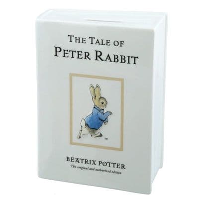 Peter Rabbit Book Shaped Porcelain Money Bank. A28347