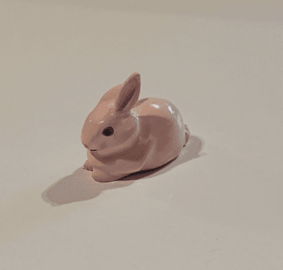 Pink Bunny by  Minnie Maria.  Pewter Miniature, 2 cm.