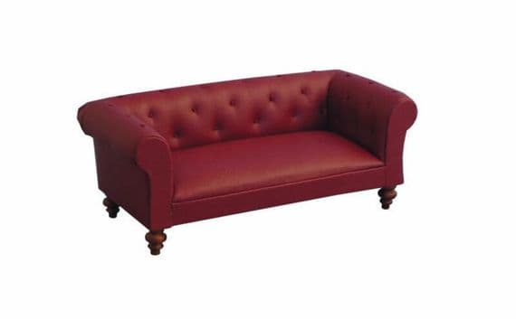 Red 'leather' Chesterfield Sofa for the Dolls House. DHE 9321 (1)
