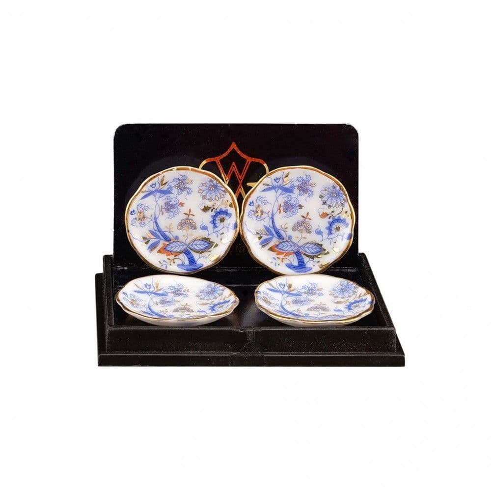 Reutter 4 blue & gold dinner plates 13895