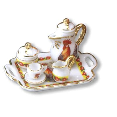 Reutter, Rooster Design  Miniature Dolls House Coffee Set. (Item no. 1.622/8)