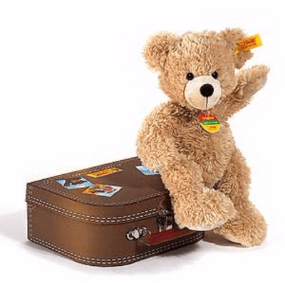 Steiff Teddy Bear Fynn in Suitcase, 25cm. 111471