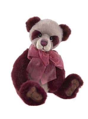 Sudoku, burgundy panda by Charlie Bears.  SALE