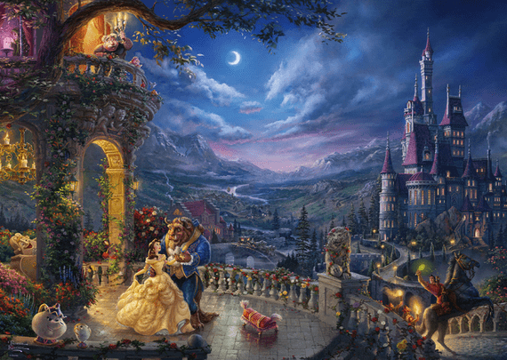 Thomas Kinkade, Beauty and the Beast dancing in the Moonlight1,000 piece jigsaw.