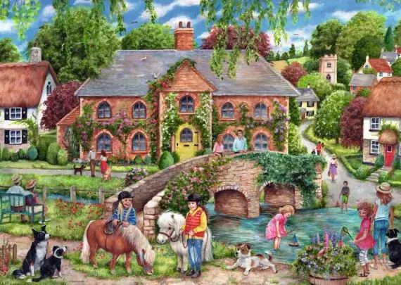 Village Life, 1,000 piece Ravensburger jigsaw puzzle.
