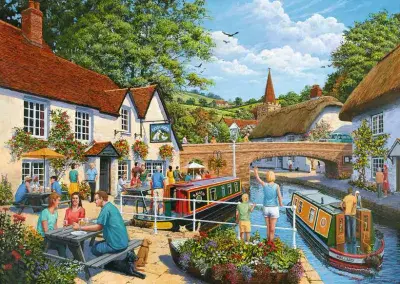 Waterside Tavern 1,000 piece Ravensburger jigsaw puzzle.