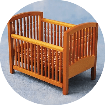 Wooden Crib ,12th scale dolls house nursery. DF 1556