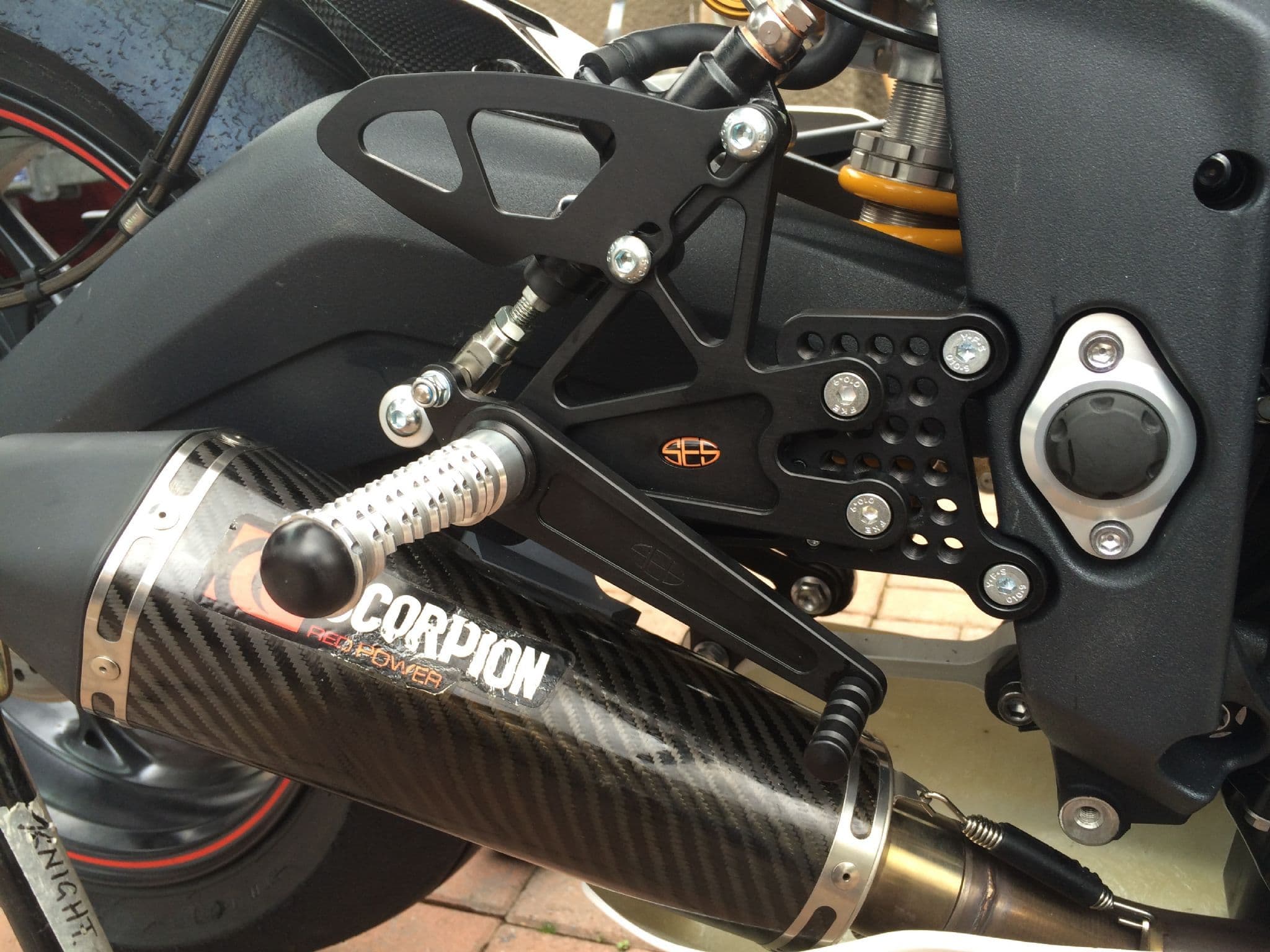 SES Adjustable Rearsets For Triumph Daytona 675 (2006-2012) – Road Shift, Black