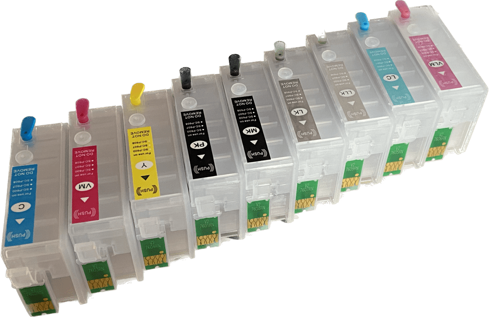 Set of Refillable Ink Cartridges for Epson SC-P600 including Auto Reset ...