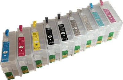 Set of Refillable Ink Cartridges for Epson SC-P600 including Auto Reset Chips