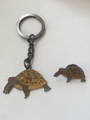 Tortoise Keyring and Badge- Free Postage