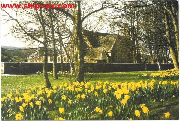 Alloway Parish Church in springtime - postcard