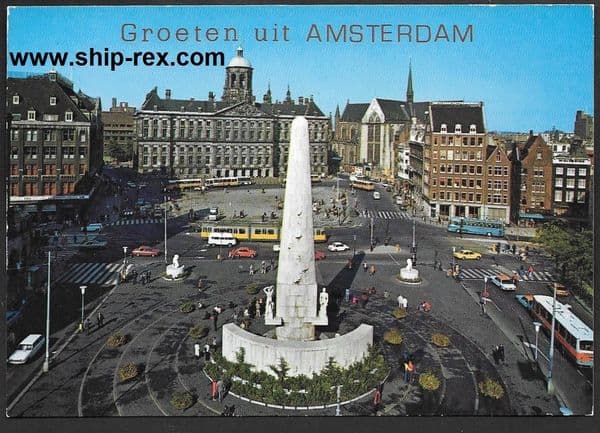 Amsterdam, Royal Palace and National Monument - postcard