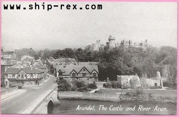 Arundel, The Castle and River Arun - old postcard