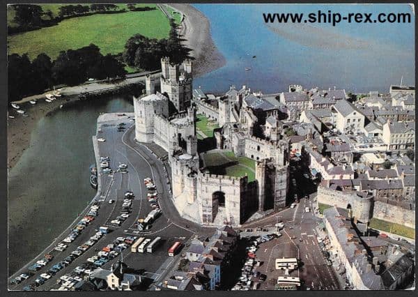 Caernarvon Castle from the air, postcard (a)