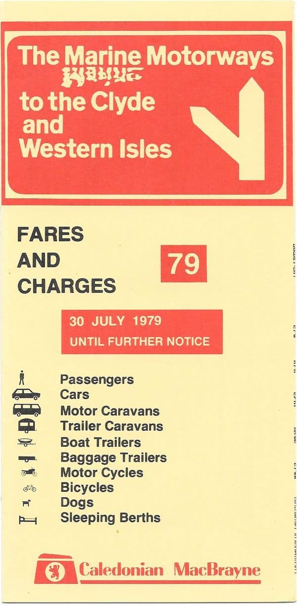 Caledonian MacBrayne, Fares and Charges 1979/7/30