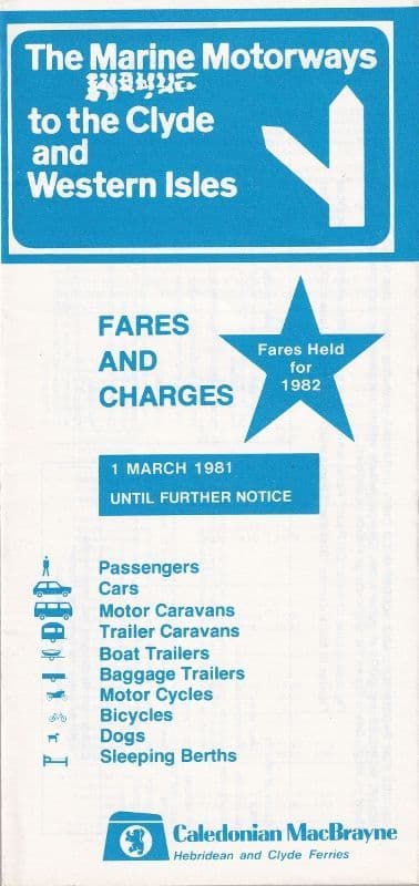 Caledonian MacBrayne, Fares and Charges 1981/3/1 (2/82)