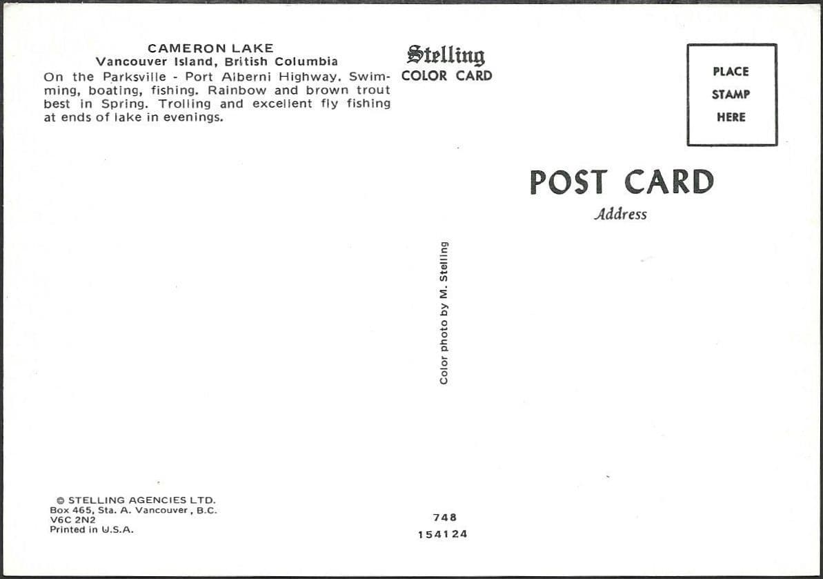 Cameron Lake Vancouver Island - postcard