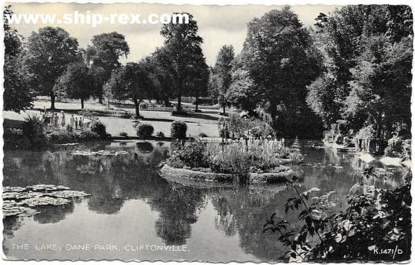Cliftonville, The lake, Dane Park - old postcard