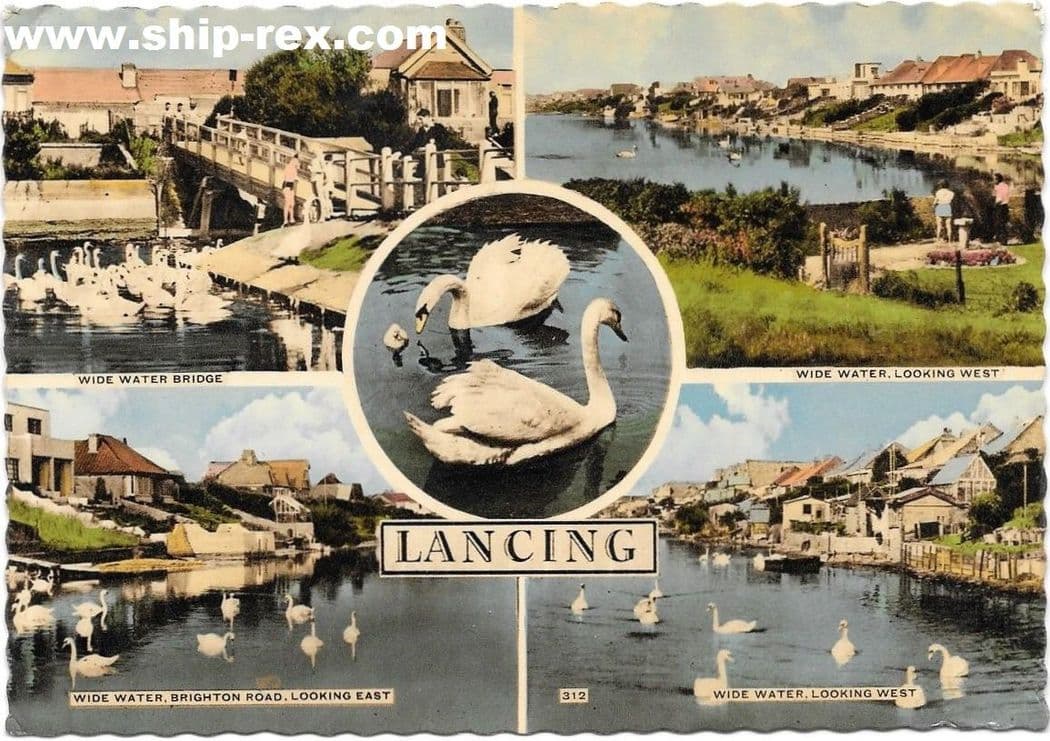 Lancing, Wide Water - 1961 multiview postcard