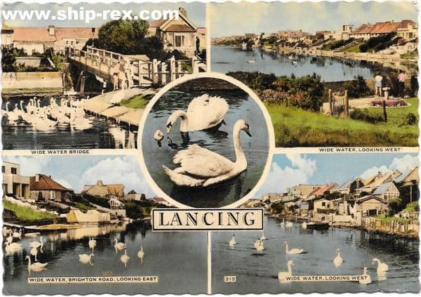 Lancing, Wide Water - 1961 multiview postcard