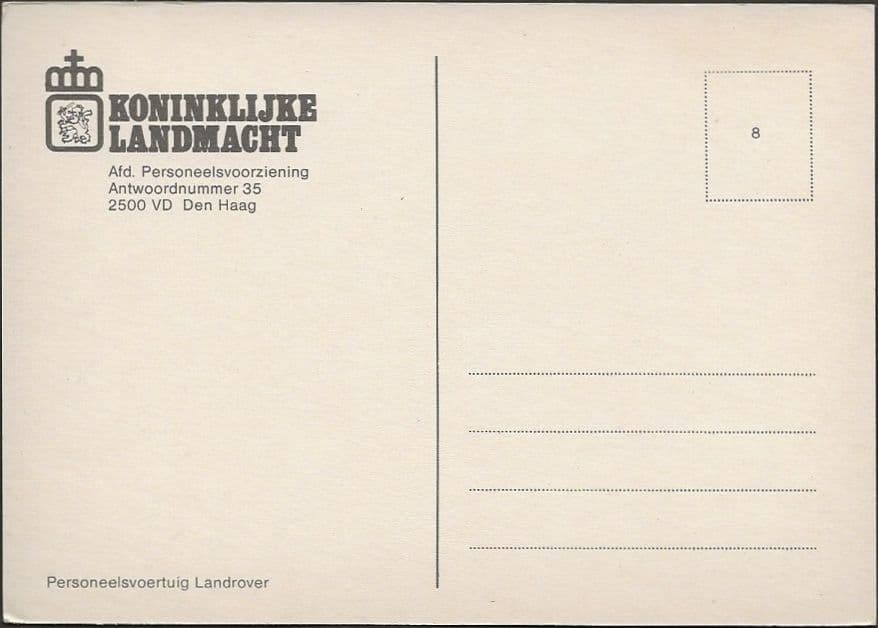 Landrover Royal Dutch Army postcard