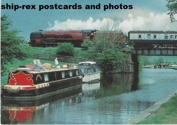 LMS, Duchess Of Hamilton crossing Leeds & Liverpool Canal, postcard