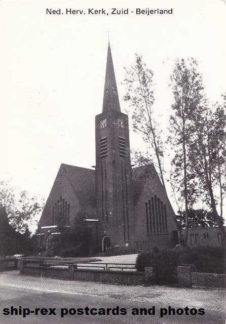 Zuid-Beijerland (South Holland) church, postcard (b)