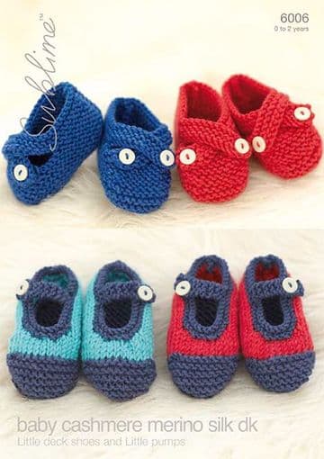 6006 - Little Red & Blue Deck Shoe &  Little Pumps in Blue and Red Knitting Pattern