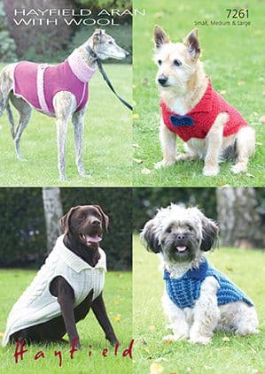 Hayfield Aran with Wool - 7261 Dog Coats Knitting Pattern Knitting Pattern