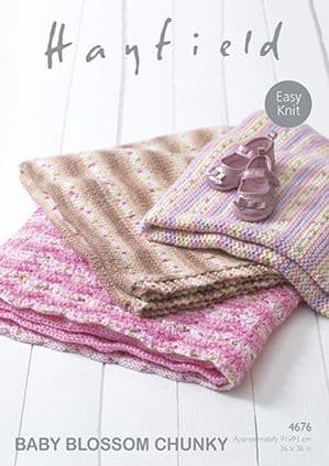 Hayfield Baby Blossom Chunky - 4676 Blankets Knitting Pattern
