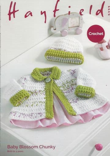 Hayfield Baby Blossom Chunky - 5233 Jacket & Hat Crochet Pattern