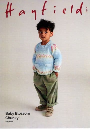 Hayfield Baby Blossom Chunky - 5567 Sweater Knitting Pattern