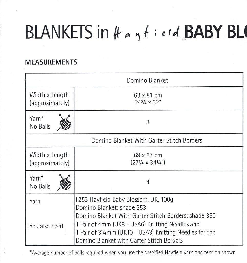 Hayfield Baby Blossom Double Knit 5355 Blanket Knitting Pattern