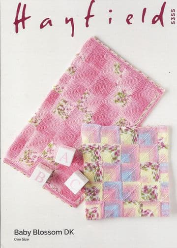 Hayfield Baby Blossom Double Knit - 5355 Blanket Knitting Pattern