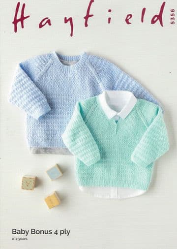 Hayfield Baby Bonus 4ply Knitting Pattern - 5356 Sweaters