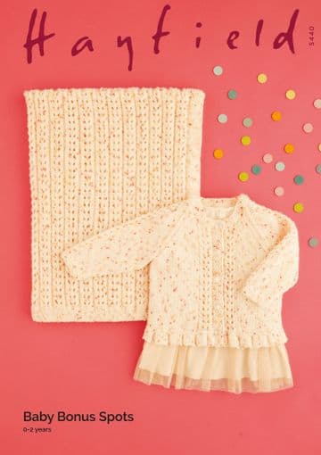 Hayfield Baby Bonus Spots DK Knitting Pattern - 5440 Cardigan & Blanket