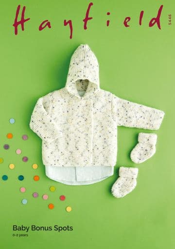 Hayfield Baby Bonus Spots DK Knitting Pattern - 5446 Hooded Jacket & Bootees