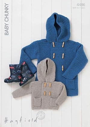 Hayfield Baby Chunky - 4486 Hooded Jackets Knitting Pattern