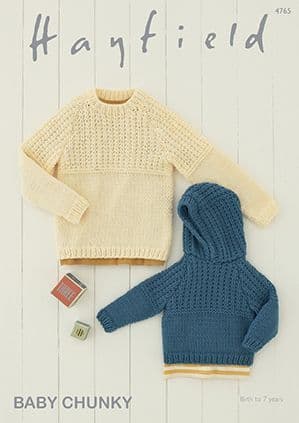 Hayfield Baby Chunky - 4765 Sweaters Knitting Pattern