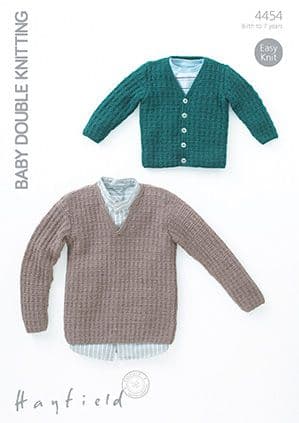 Hayfield Baby DK - 4454 Jumpers & Cardigan Knitting Pattern
