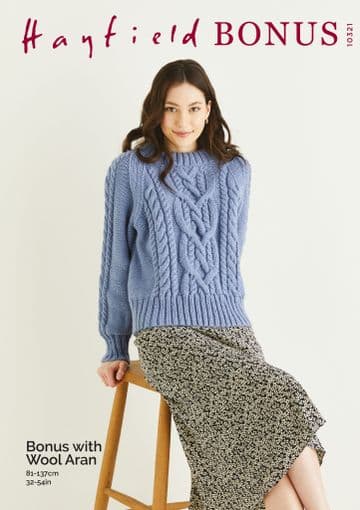 Hayfield Bonus Aran - 10321 Sweater Knitting Pattern
