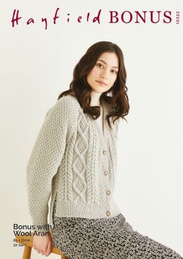 Hayfield Bonus Aran - 10322 Cardigan Knitting Pattern