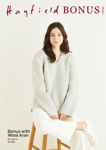 Hayfield Bonus Aran - 10323 Sweater Knitting Pattern