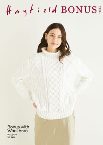 Hayfield Bonus Aran - 10324 Sweater Knitting Pattern