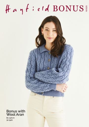 Hayfield Bonus Aran - 10325 Cardigan Knitting Pattern