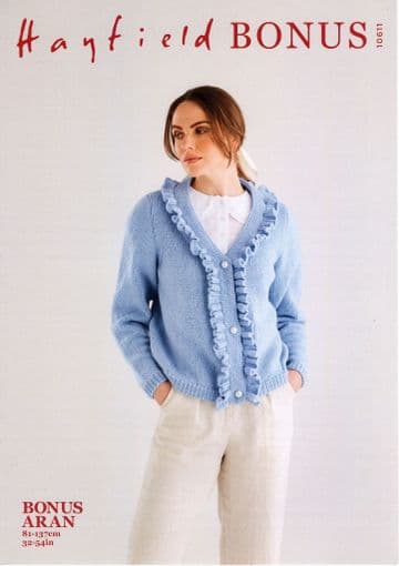 Hayfield Bonus Aran - 10611 Ladies Cardigan Knitting Pattern