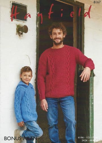Hayfield Bonus Aran - 8167 Sweater Knitting Pattern