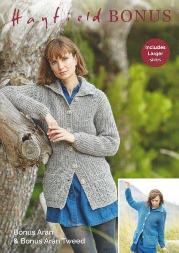 Hayfield Bonus Aran - 8229 Cardigans Knitting Pattern