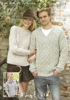 Hayfield Bonus Aran - 9219 Jumpers Knitting Pattern